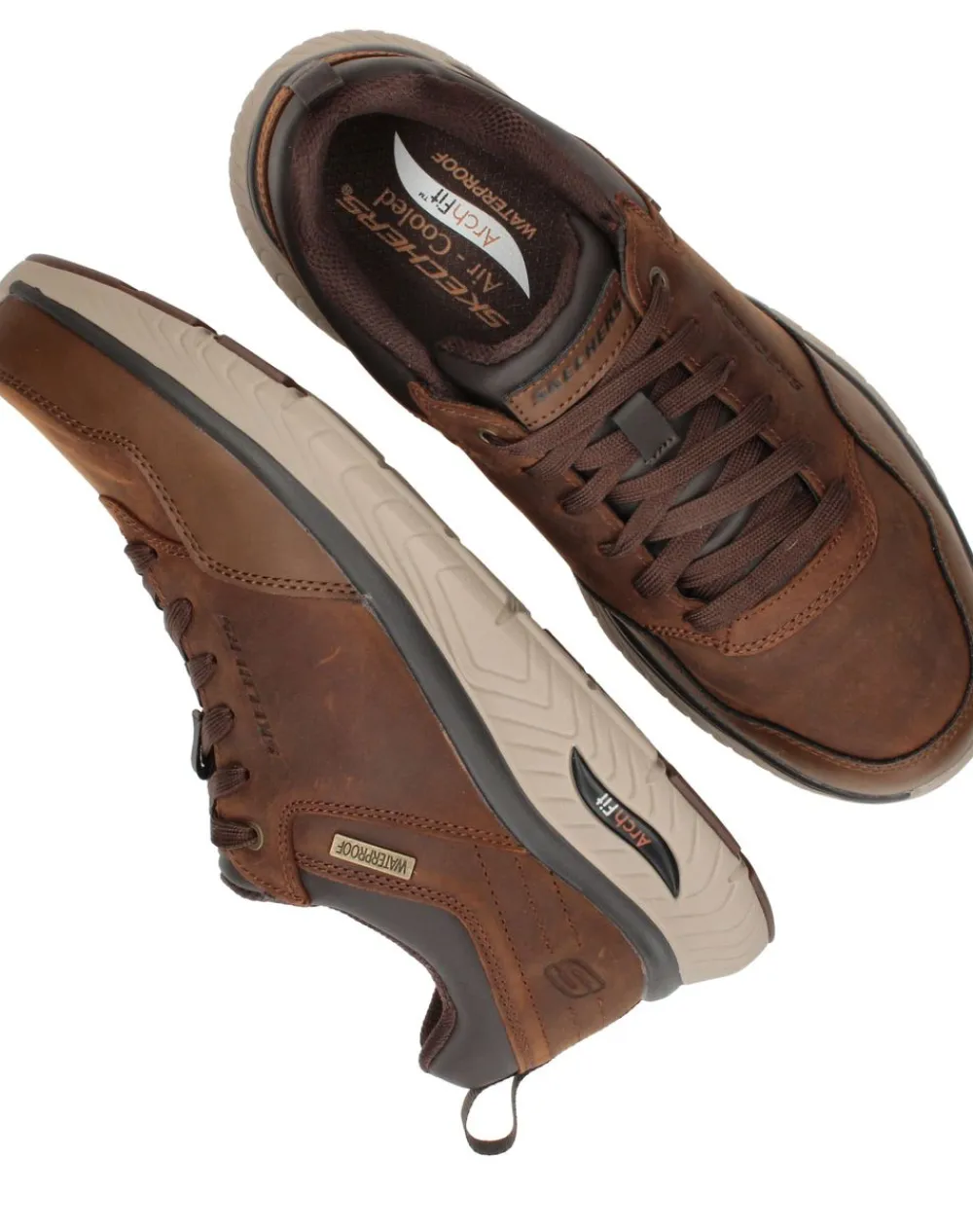 Heren Skechers Arch Fit Crosser Waterproof Sneakers Bruin Heren