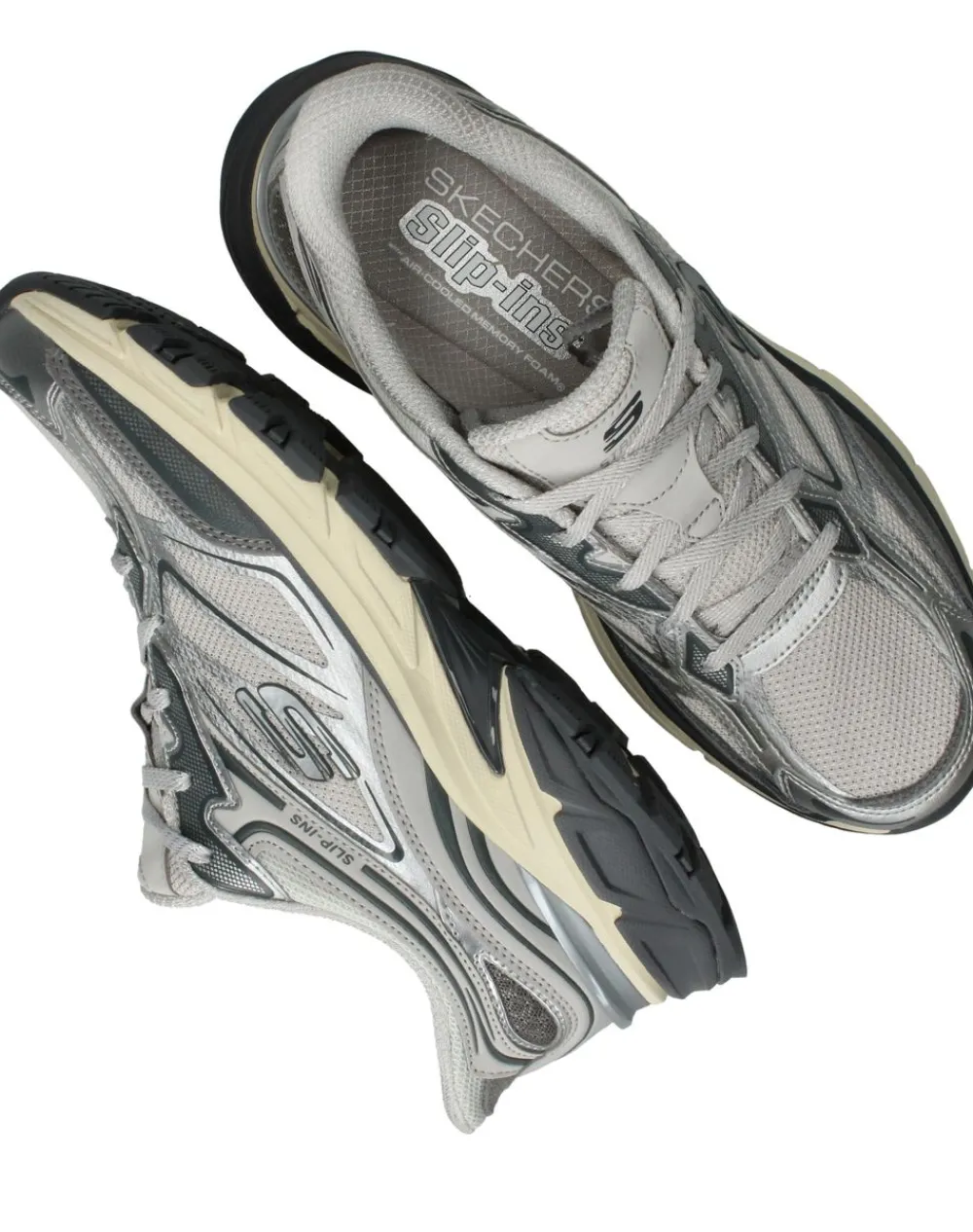 DAMES Skechers Stamina Sport Slip-Ins Sneakers Zilver Dames